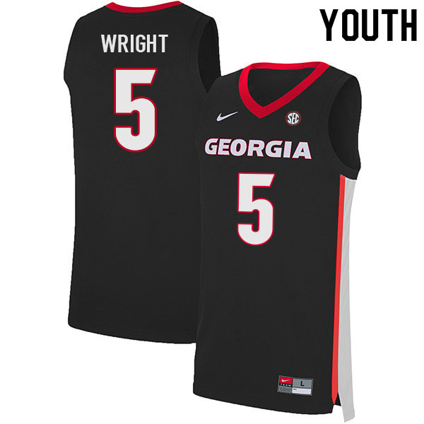 Youth #5 Christian Wright Georgia Bulldogs College Basketball Jerseys Sale-Black